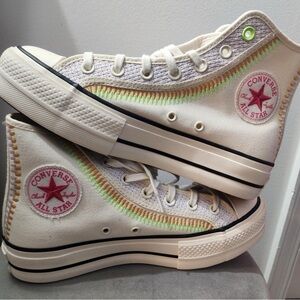 Converse Women’s Chuck Taylor All Stars Platform Cream/Rainbow High-Top Sneakers